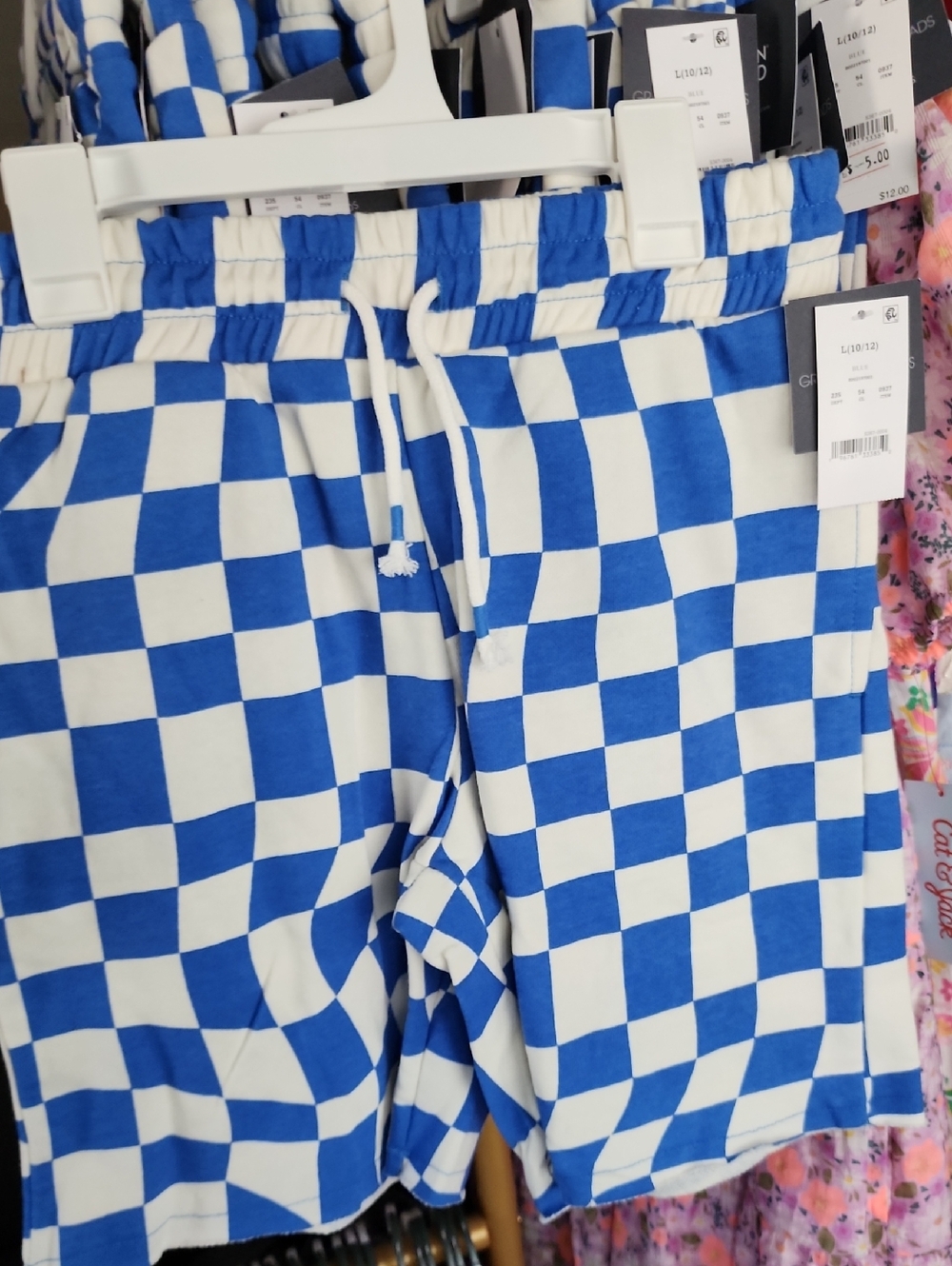 Grayson Threads Blue and White Checkered Kids Casual Shorts